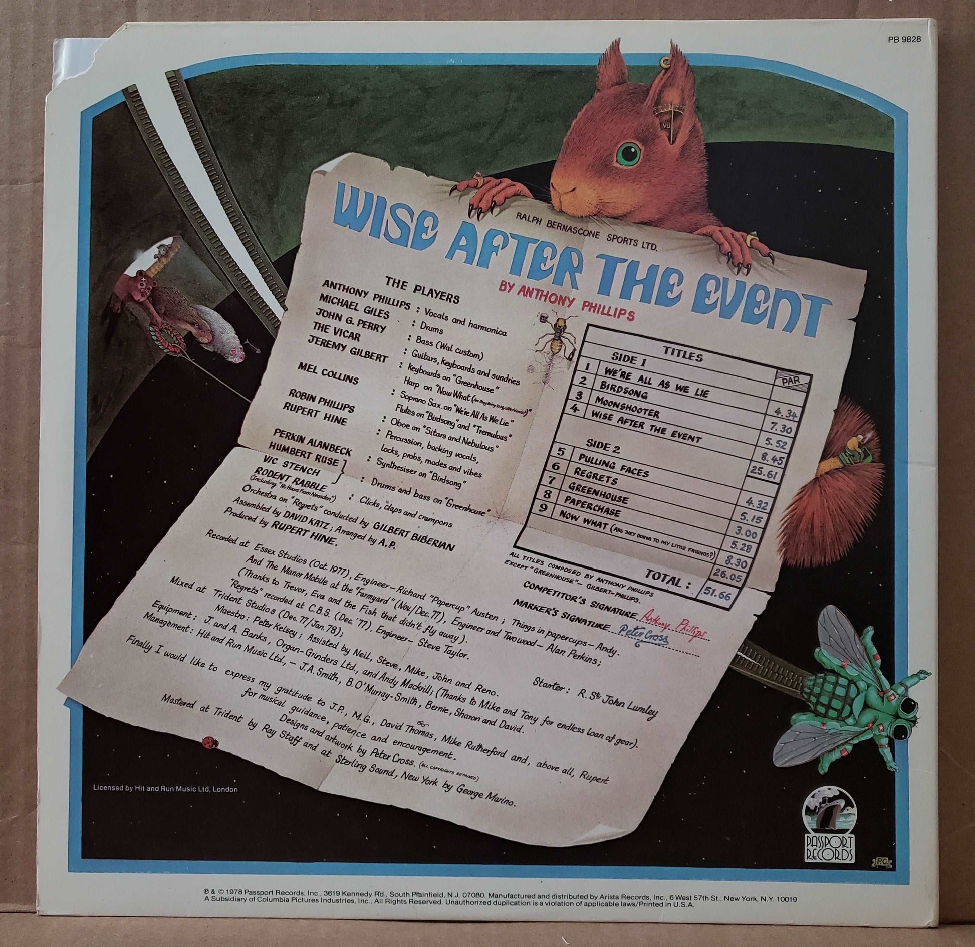 Anthony Phillips - Wise After the Event [1978 Terre Haute] [Used Vinyl Record]