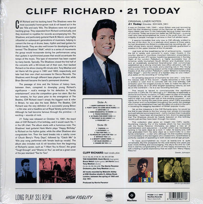 Cliff Richard - 21 Today [2017 Limited Reissue Direct Metal Mastering (DMM) 180G] [New Vinyl Record LP]