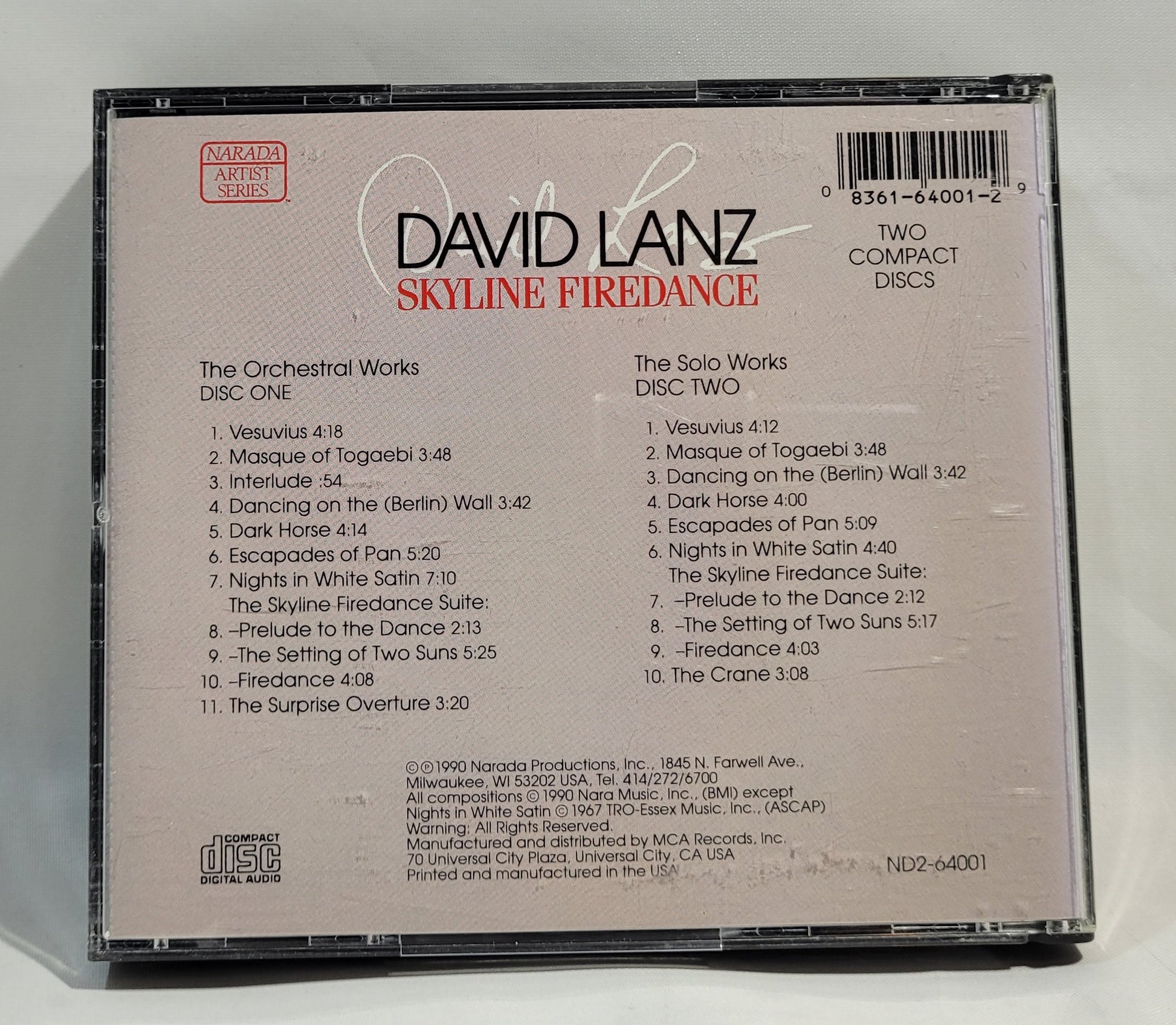 David Lanz - Skyline Firedance [1990 Used Double CD]