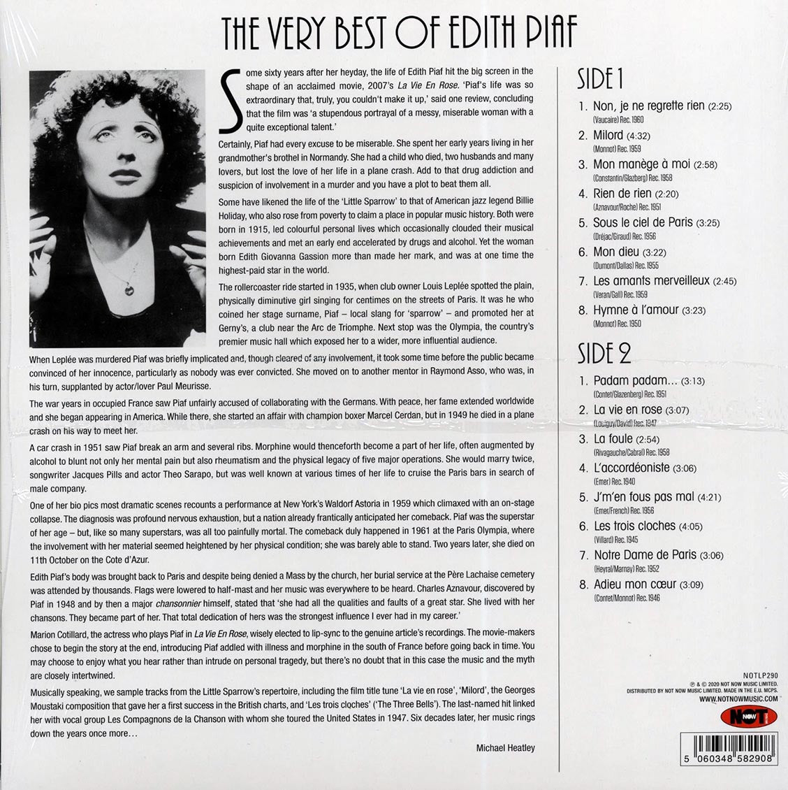 Edith Piaf - The Very Best of Edit Piaf [2020 180G Clear] [New Vinyl Record LP]