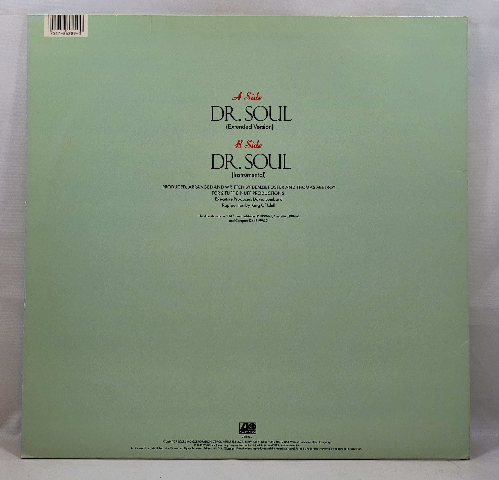 Foster / McElroy - Dr. Soul [1989 Used Vinyl Record 12" Single]