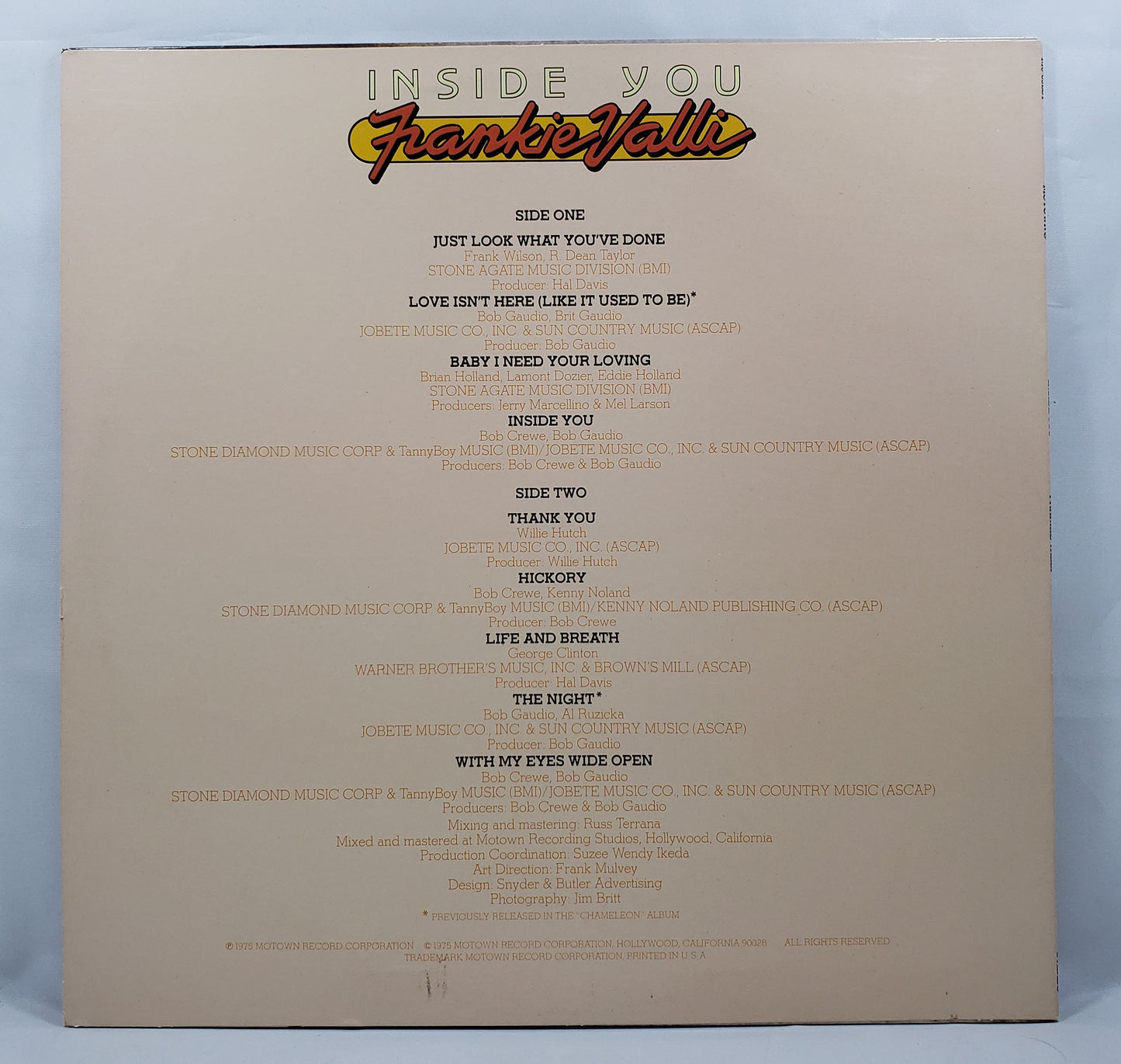 Frankie Valli - Inside You [1975 Used Vinyl Record LP]