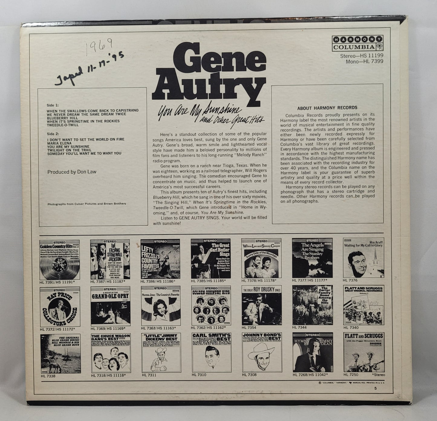 Gene Autry - You Are My Sunshine and Other Great Hits [Vinyl Record LP]