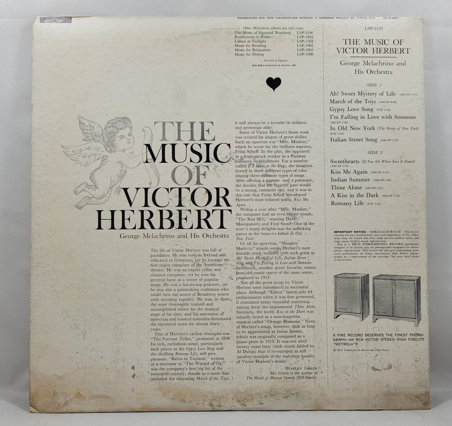 George Melachrino and His Orchestra - The Music of Victor Herbert [1960 Used Vinyl Record LP]