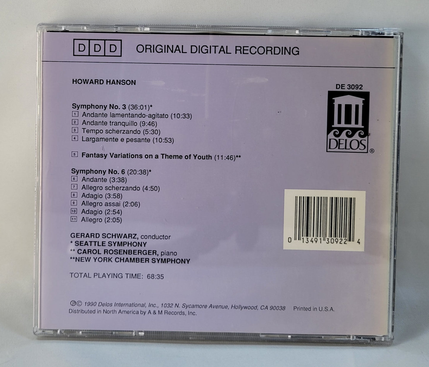 Howard Hanson - Symphonies No. 3 & No. 6 [CD]