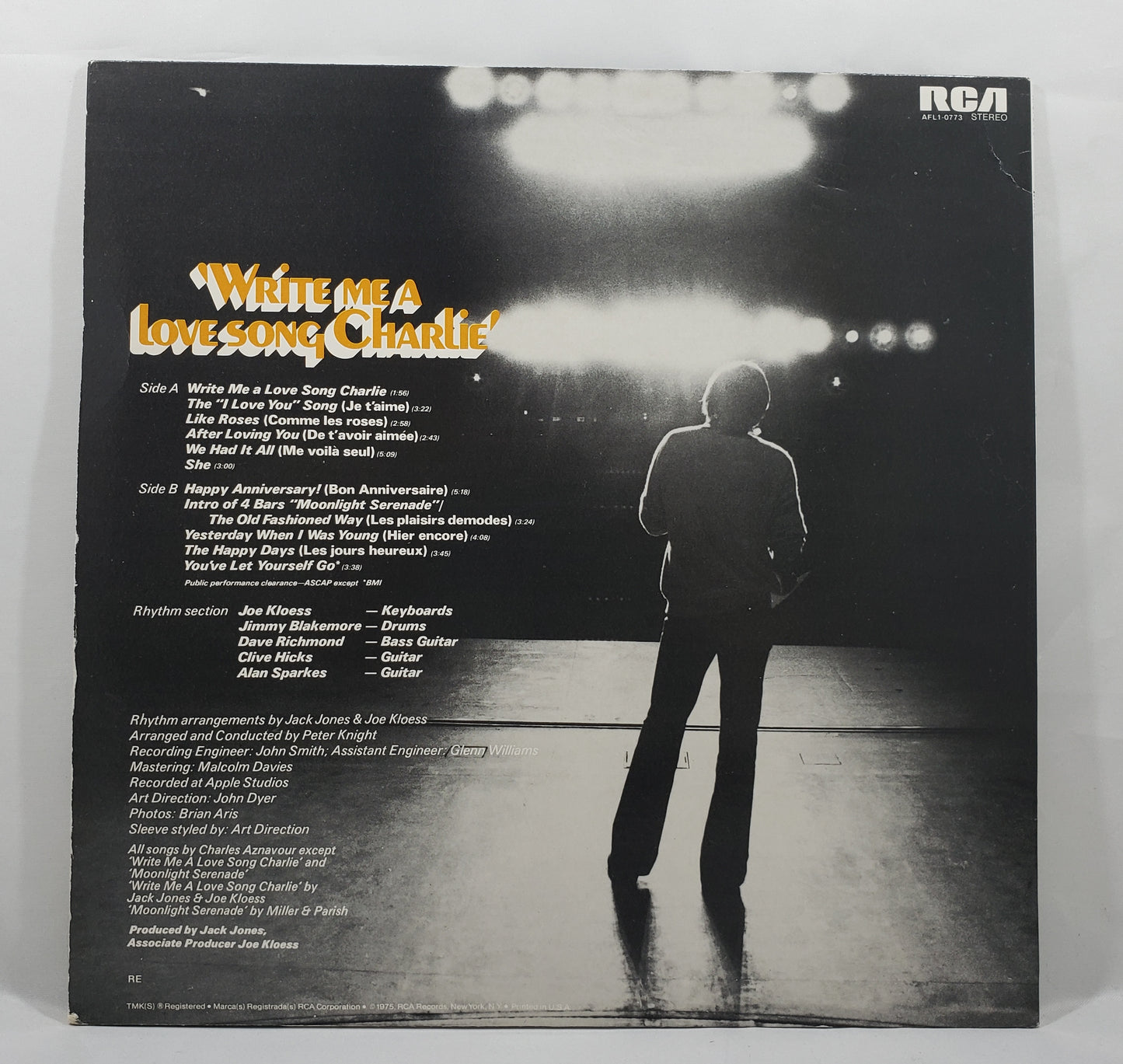 Jack Jones - Write Me a Love Song, Charlie [Vinyl Record LP]