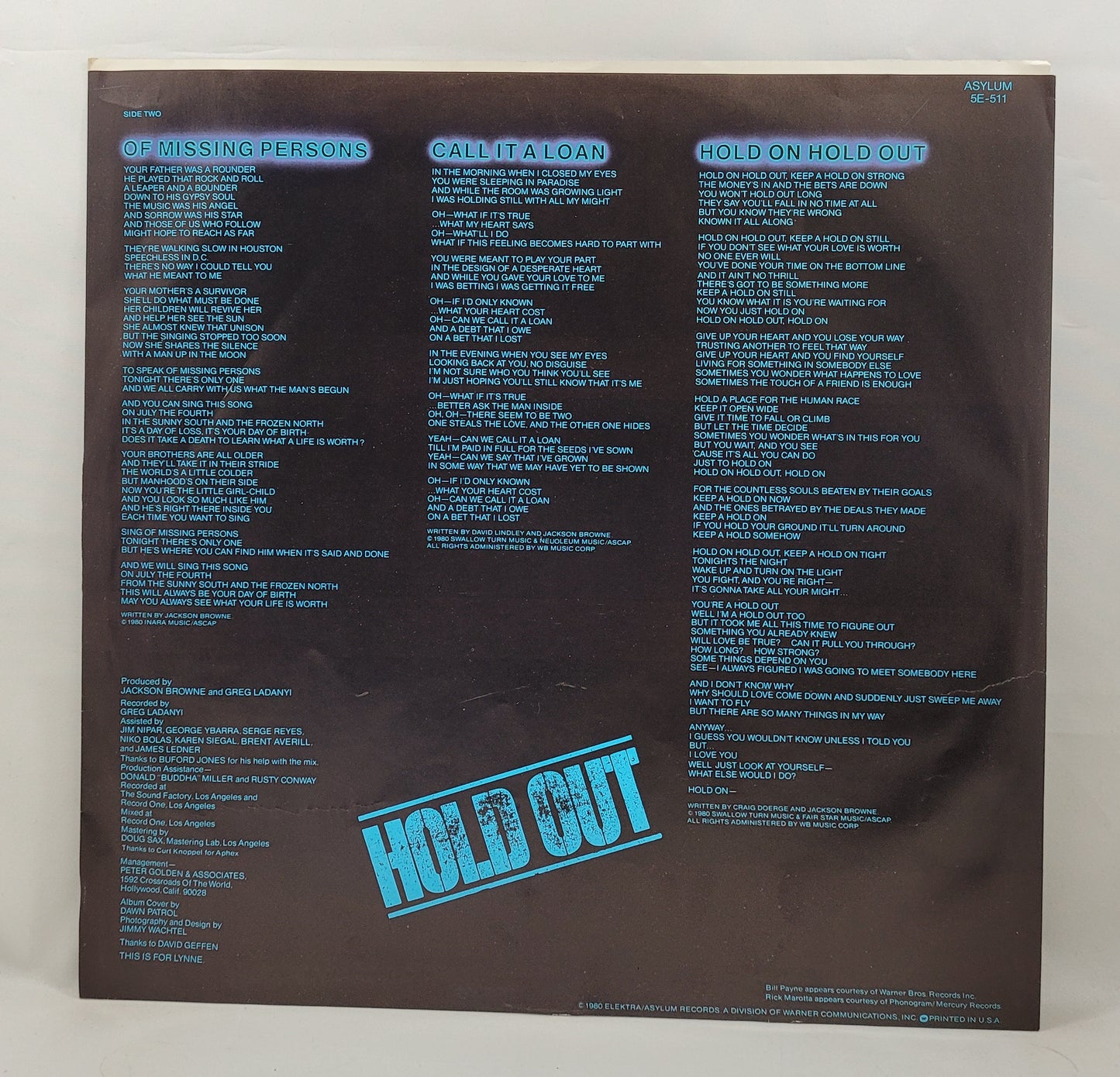 Jackson Browne - Hold Out [1980 Club Edition] [Used Vinyl Record LP] [B]