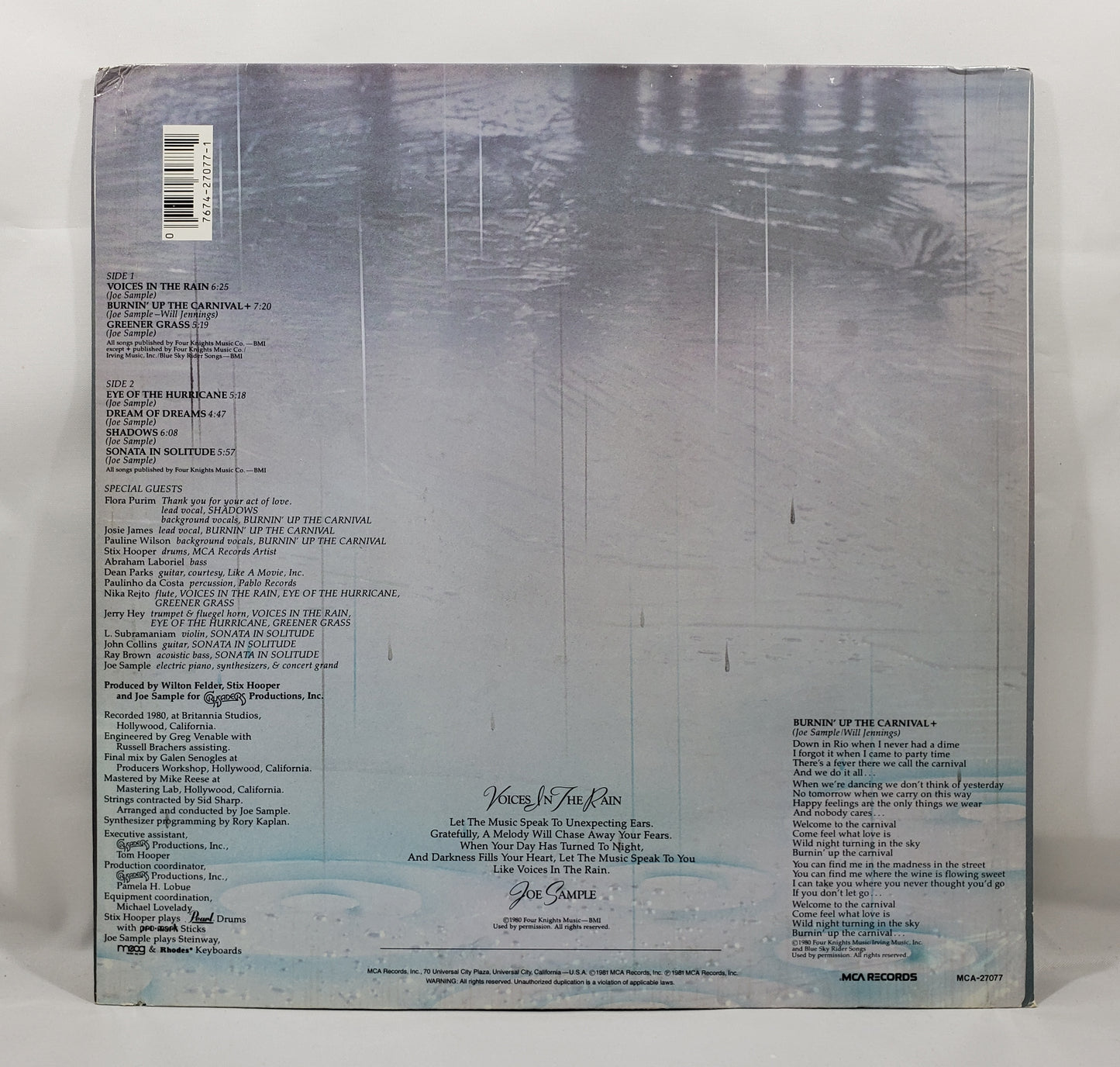 Joe Sample - Voices in the Rain [Vinyl Record LP]