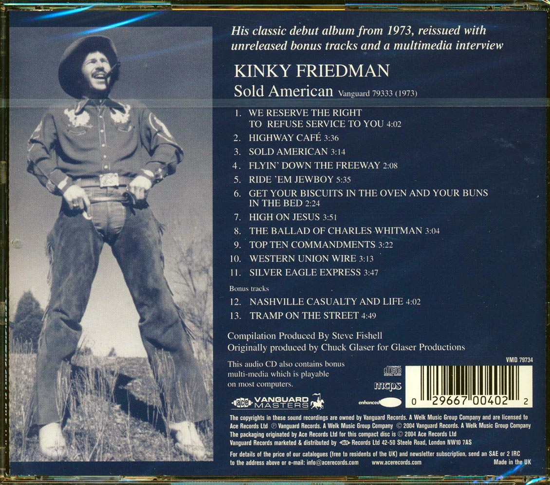 Kinky Friedman - Sold American [2004 30th Remastered Bonus] [New CD]