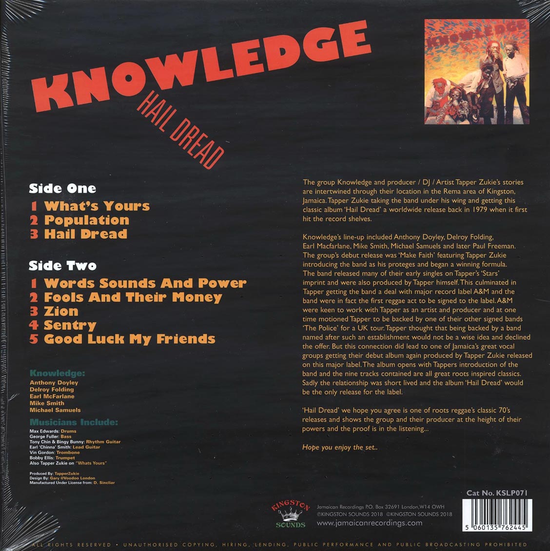 Knowledge - Hail Dread [2018 Reissue 180G] [New Vinyl Record LP]