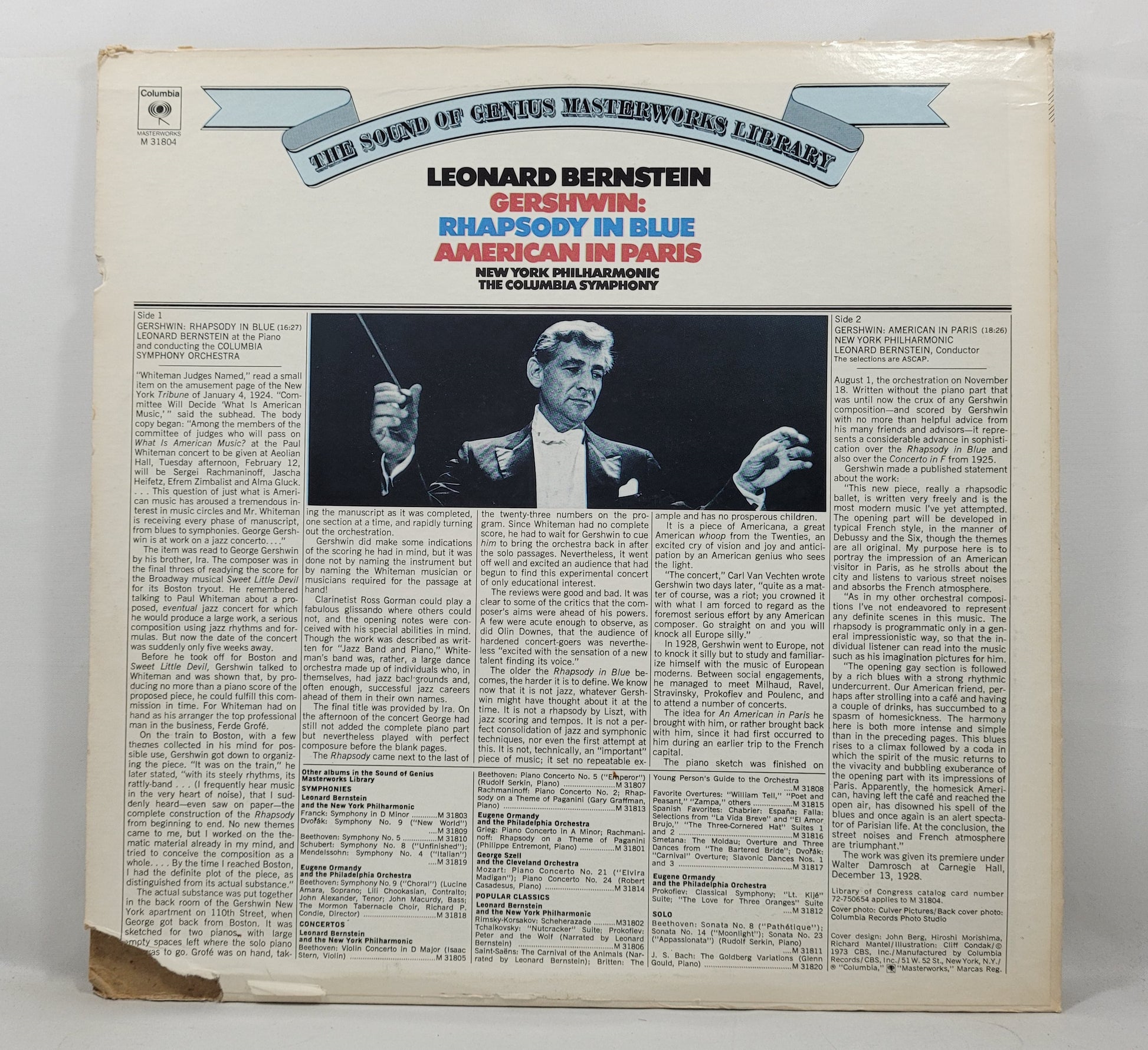 Leonard Bernstein - Gershwin: Rhapsody in Blue / An American in Paris [1973 Reissue] [Used Vinyl Record LP]