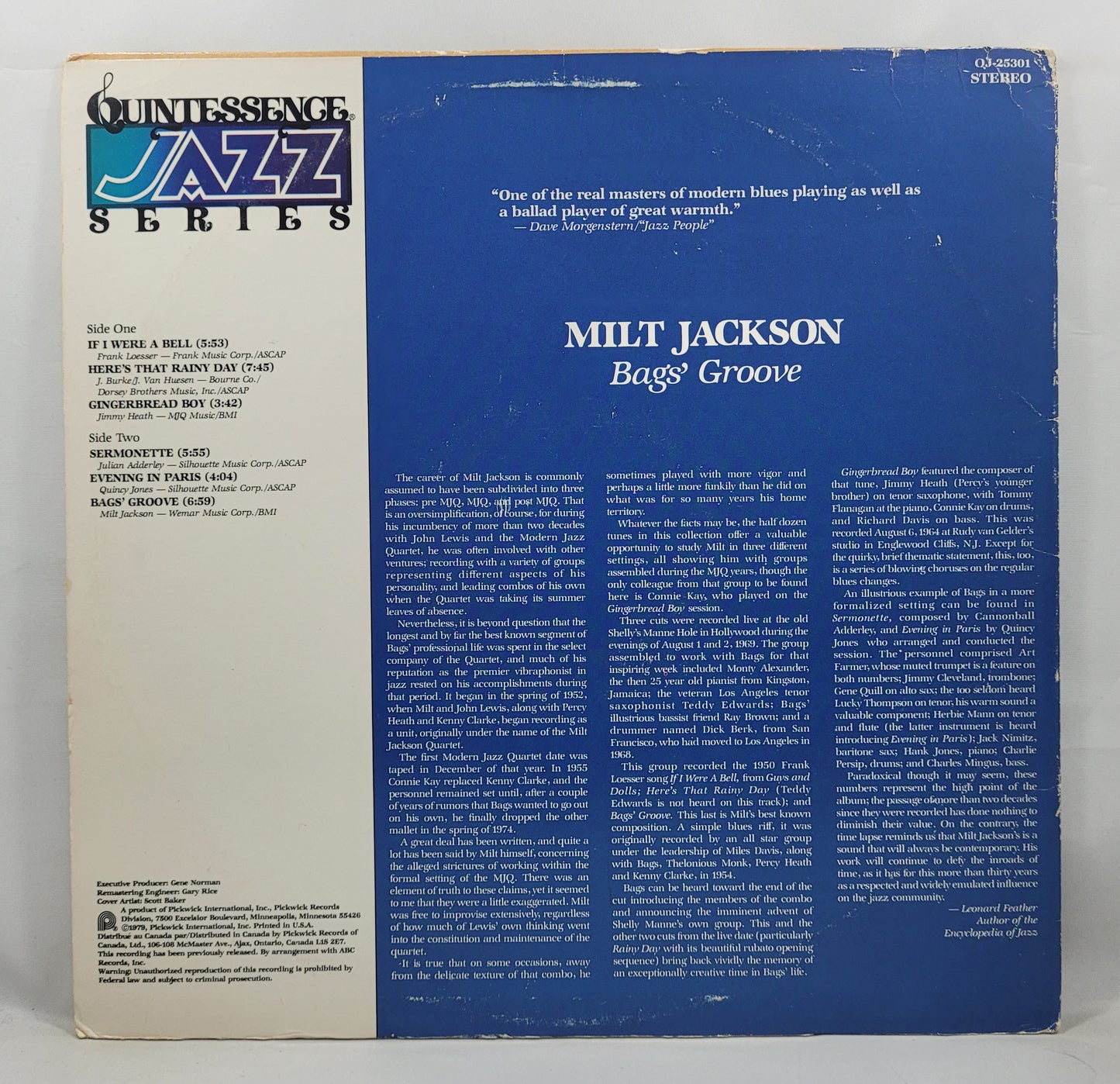 Milt Jackson - Bags' Groove [1979 Compilation] [Used Vinyl Record LP]