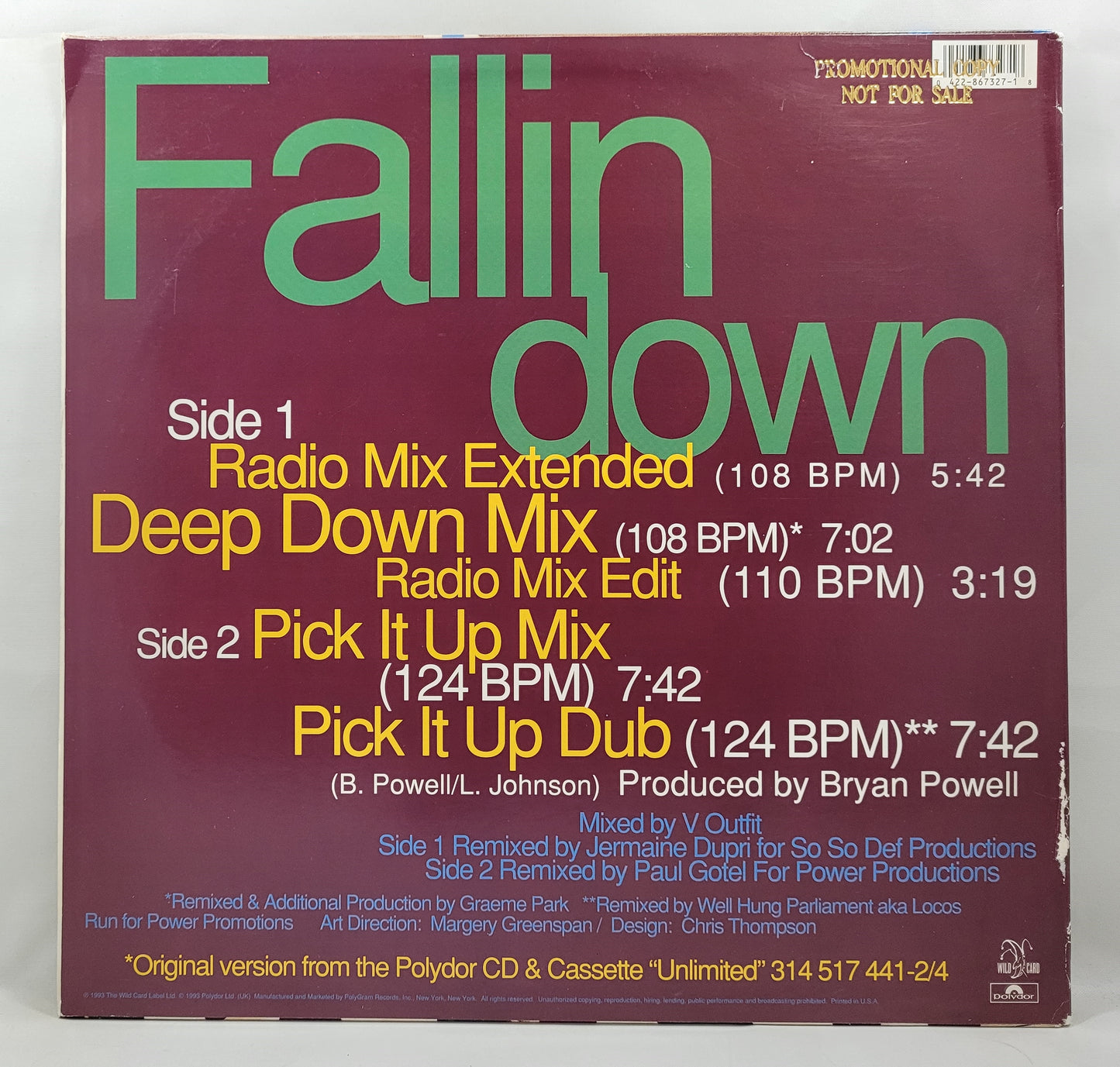 Nu Colours - Fallin Down [1993 Promo] [Used Vinyl Record 12" Single]