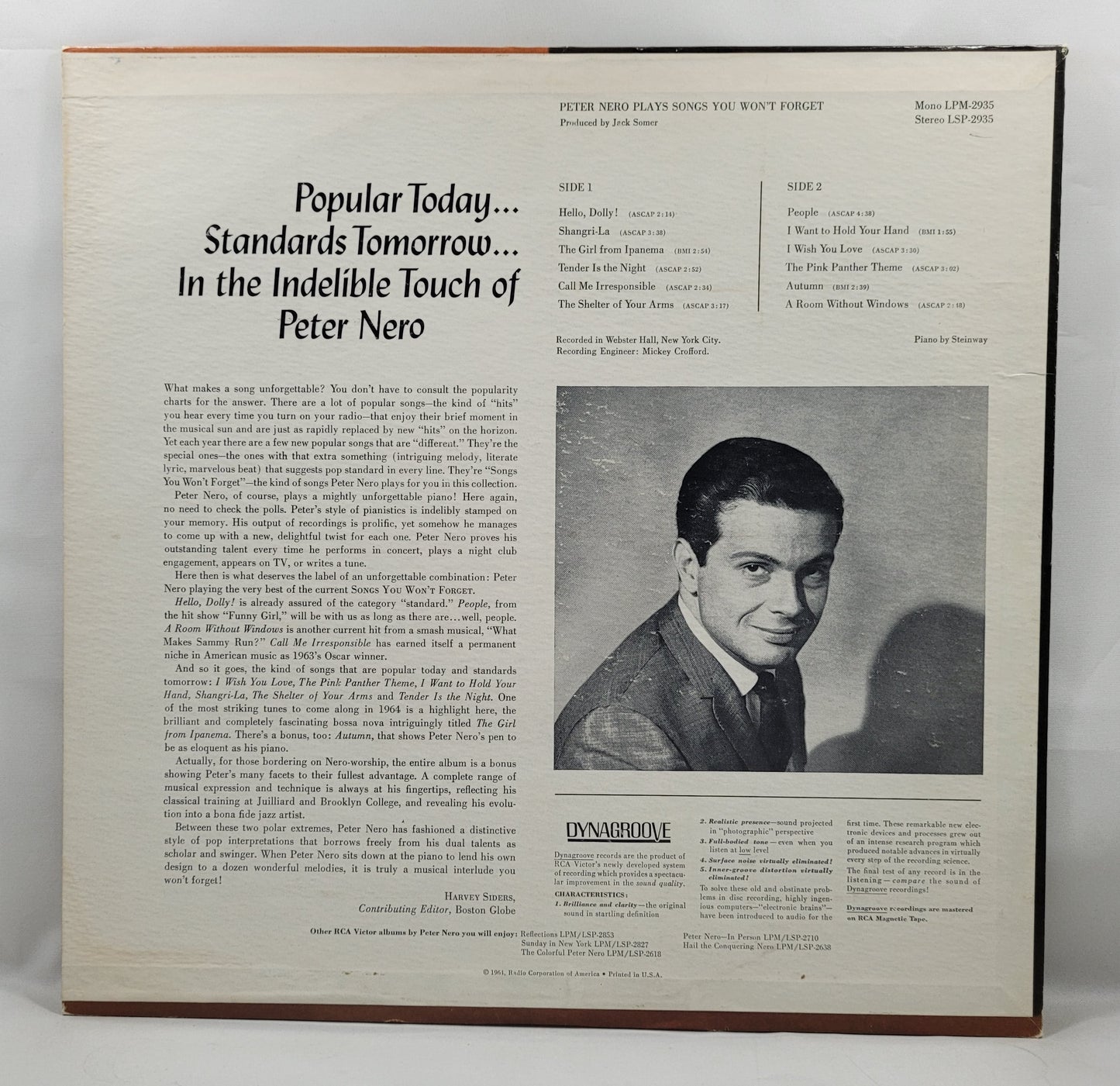 Peter Nero - Peter Nero Plays Songs You Won't Forget [Vinyl Record LP]