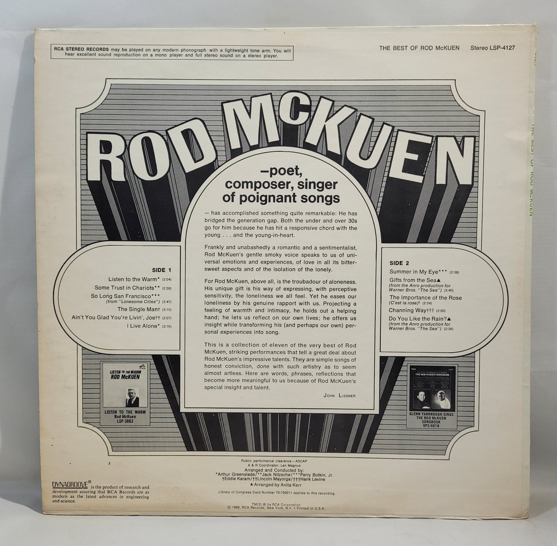 Rod McKuen - The Best Of [1969 Compilation] [Used Vinyl Record LP]