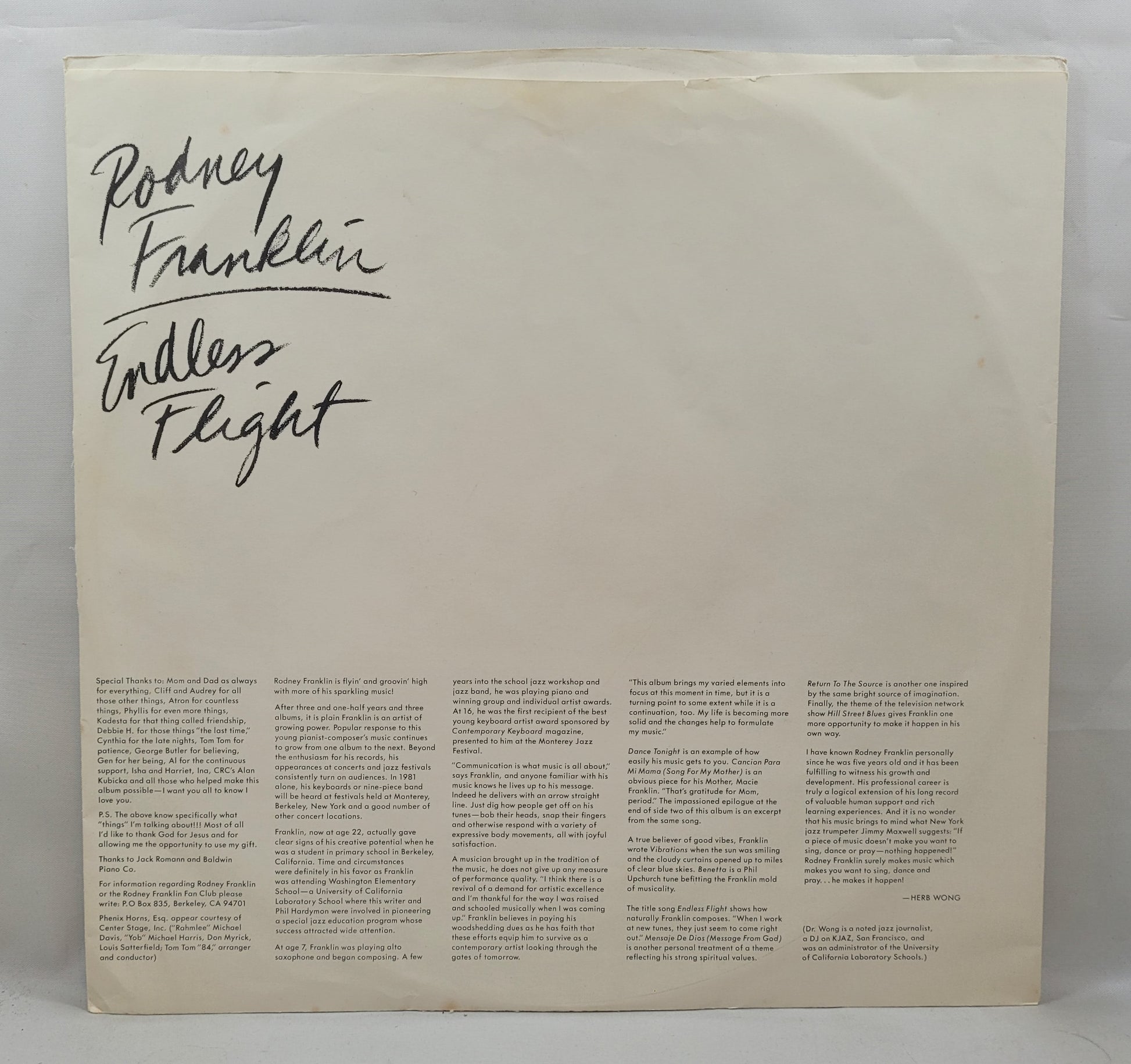 Rodney Franklin - Endless Flight [1981 Terre Haute] [Used Vinyl Record LP]