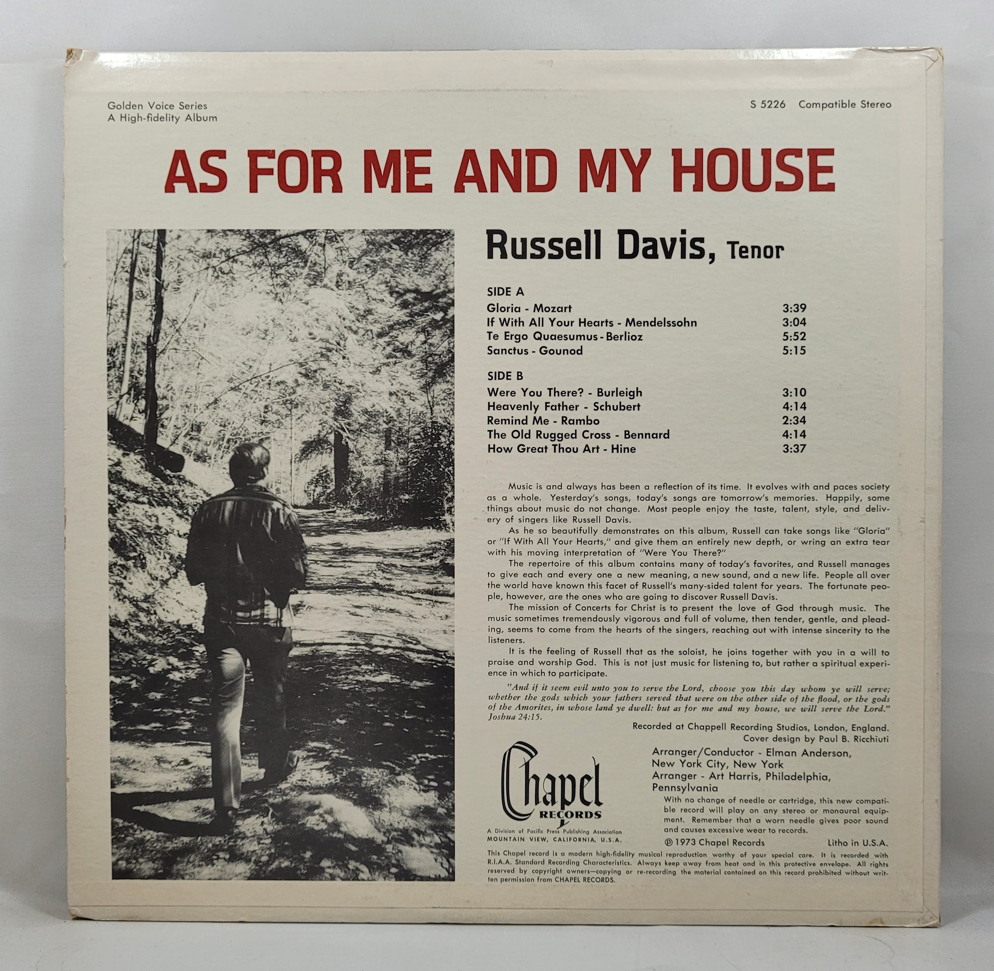 Russell Davis - As for Me and My House [1973 Used Vinyl Record LP]