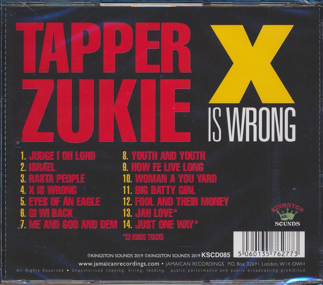 Tapper Zukie - X Is Wrong [2019 Compilation Bonus Tracks] [New CD]